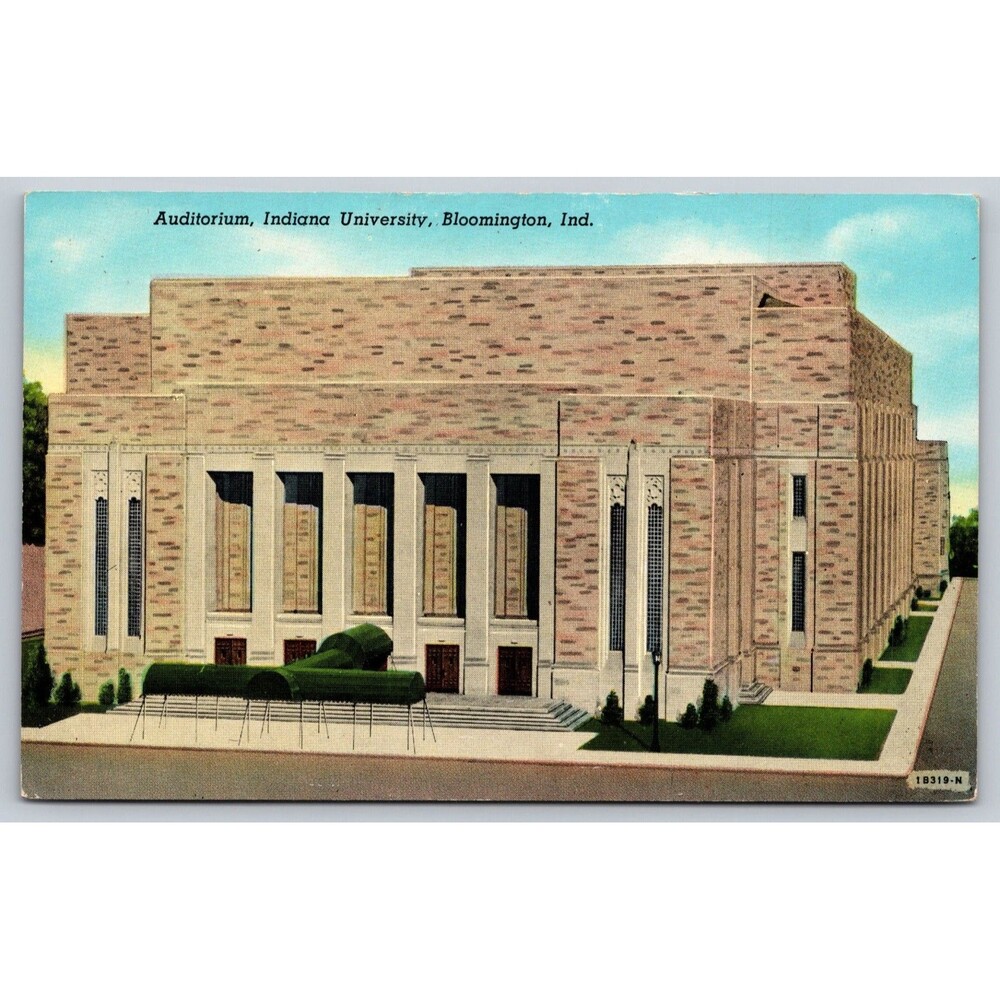 Auditorium Indiana University Bloomington IN Vintage IU Postcard 1941 Chrome